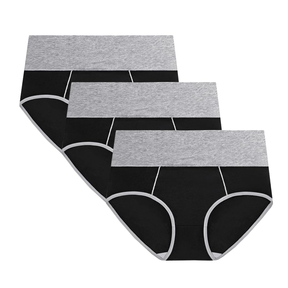 Womens Cotton High Waisted Brief Underwear Breathable Stretch Full Coverage Panties Regular & Plus